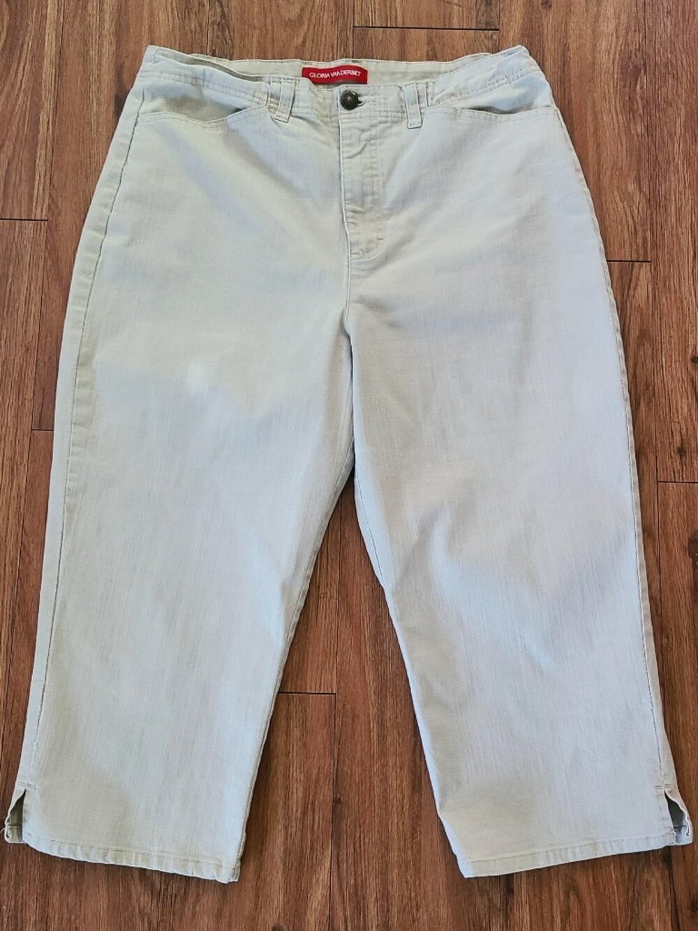 Gloria Vanderbilt Womens Crop Capri Jeans High Waist Light Beige Size 16